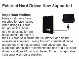 Manufacturer determines that customer problems are due to use of counterfeit SD cards.