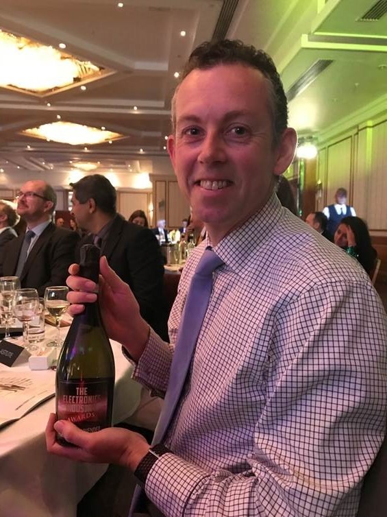 Michael Barrett, Managing Director of Nexus Industrial Memory is shown with the Highly Commended award at the Electronics Industry Awards 2018